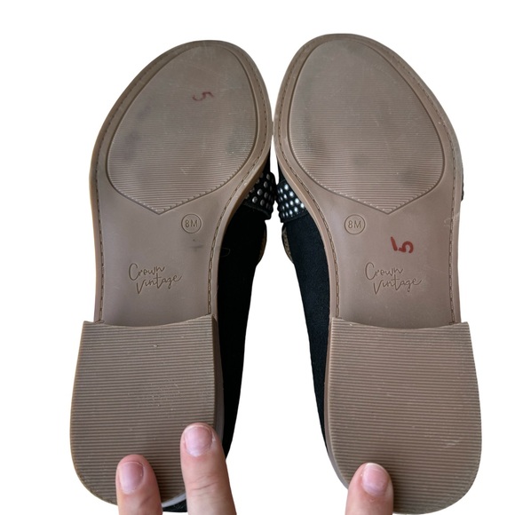 Crown Vintage Lorina Black Cow Suede Studded Loafer - Picture 7 of 10